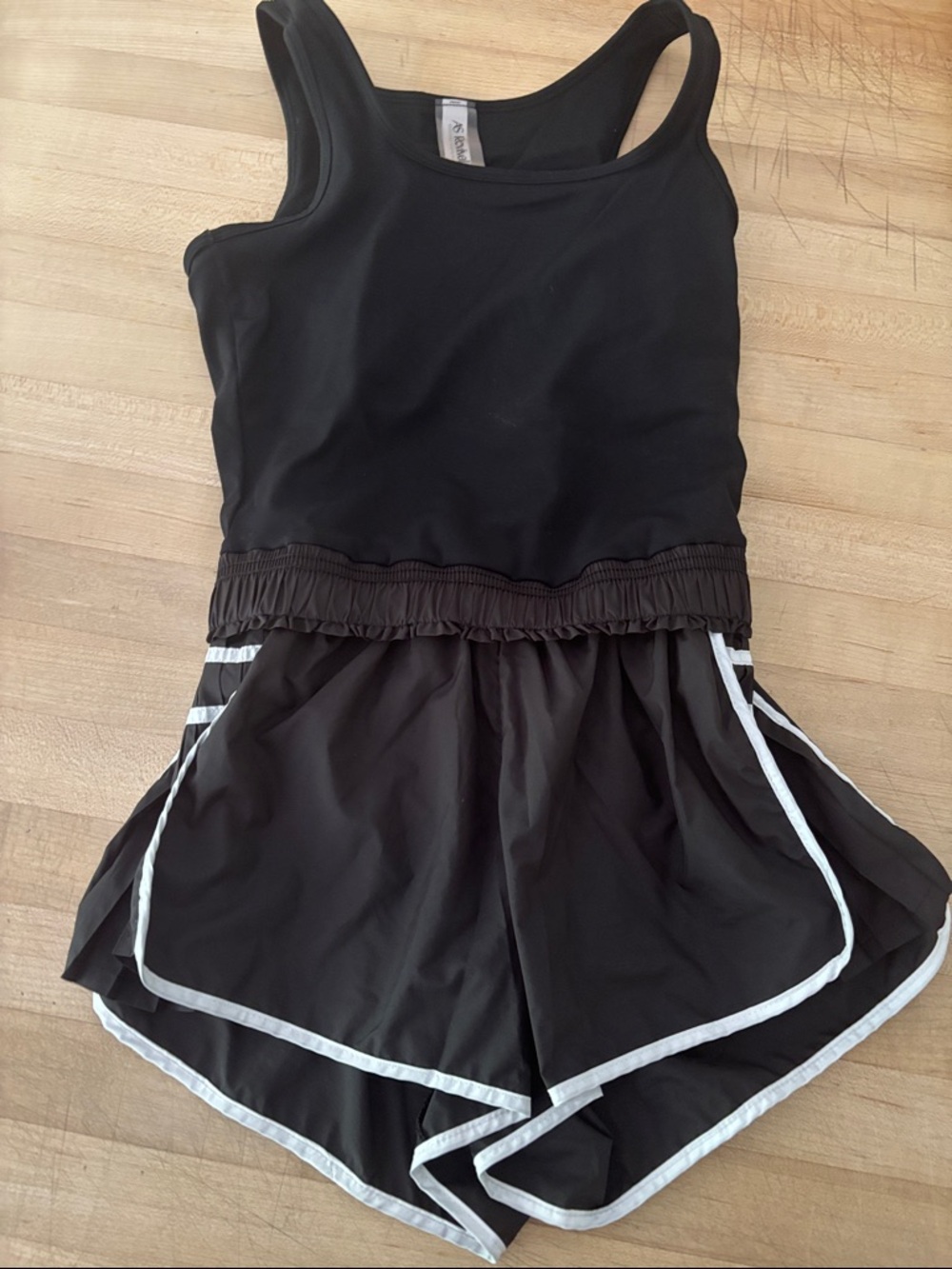 Altar'd State Black Tank Romper with White Piping